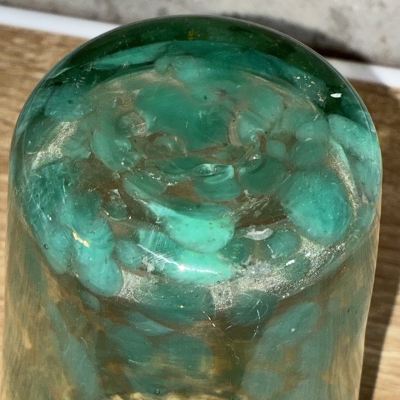 Hand Blown Glass Handcrafted In Mexico Green 6" Tall - Picture 6 of 8